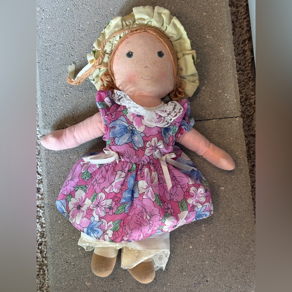 Floral Dress Rag Doll with‎ Bonnet